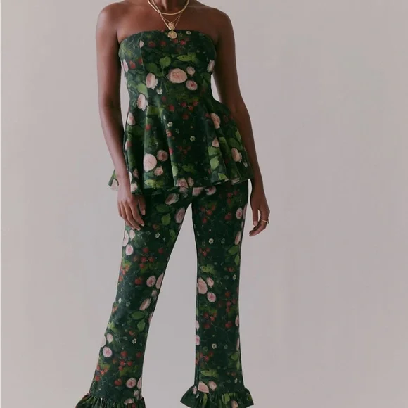 NWT Selkie Candelabra Green Floral Strapless SET SZ L - Picture 1 of 9